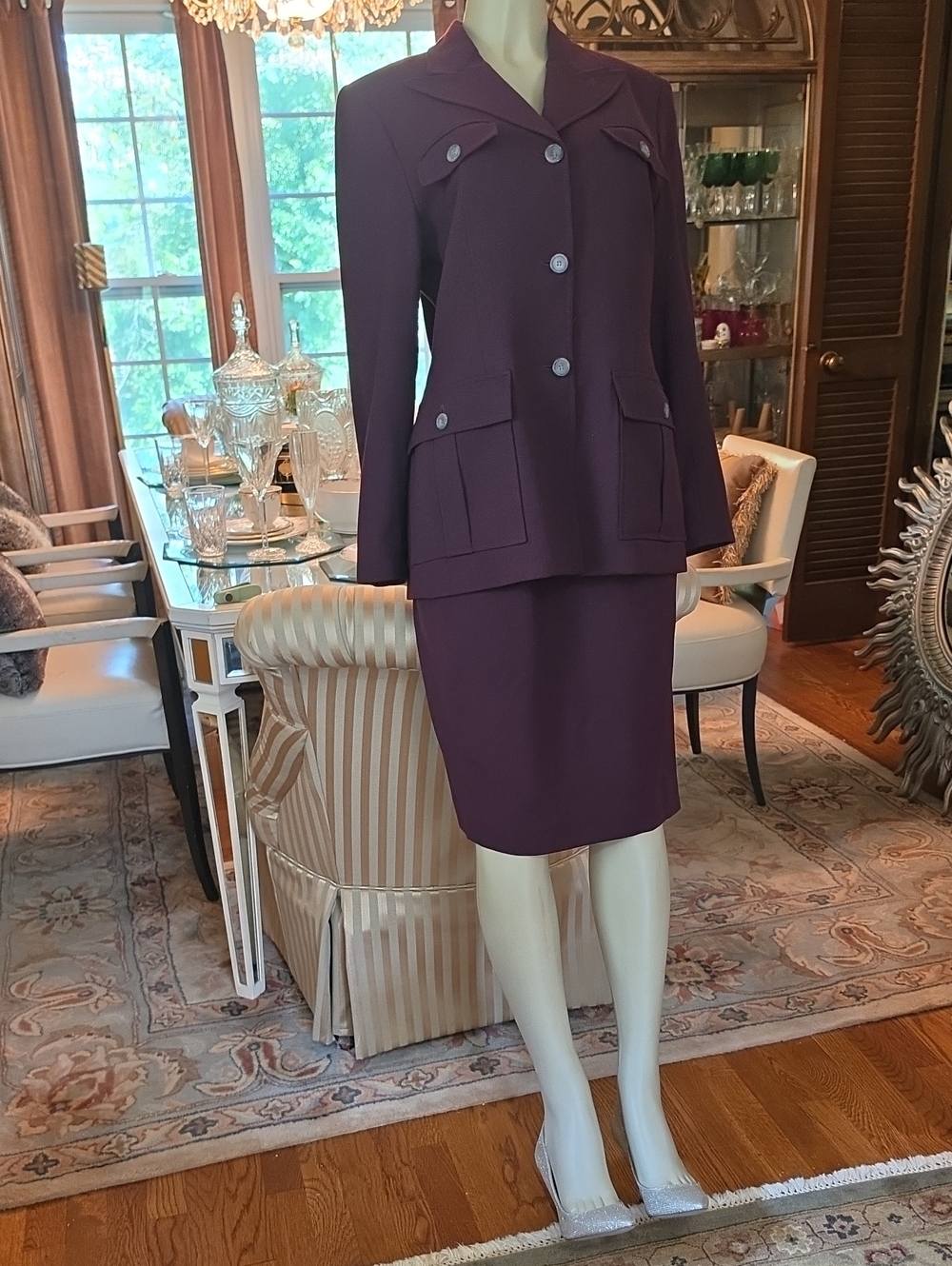 Evan Picone Plum Pencil Skirt Suit - Tailored Two-Piece